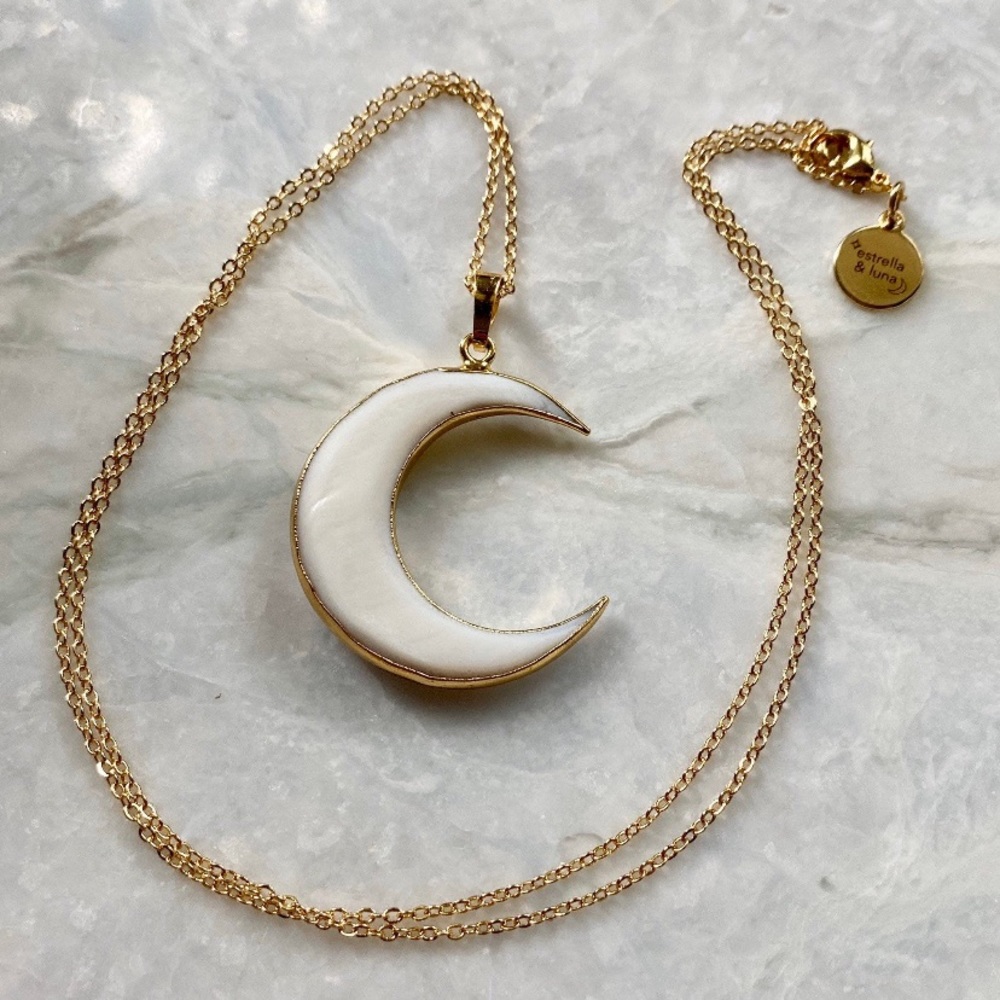 24” gold moon necklace